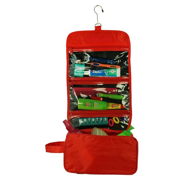 Ensign Peak Hanging Travel Bag with Toiletries Organizer and 360 degree Swivel Hook, Red