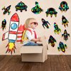 Engrowtic 72 Pcs Rocket Scratch Cards for Kids, Space Crafts Outer Space Scratch Paper Space Party Favors Rainbow Rocket Scratch Card with Wooden Stick and Ribbon for DIY Project Home Classroom