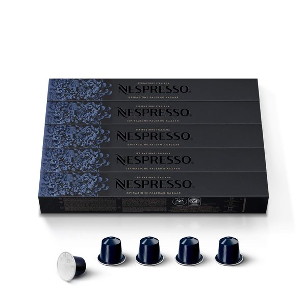 Nespresso Capsules OriginalLine, Kazaar, Dark Roast Espresso Coffee, 50-Count Espresso Coffee Pods
