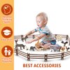 Toymany 24PCS Plastic Corral Fencing Playset Accessories for Farm Animals Figurines, Cake Toppers - Educational Gift for Kids and Toddlers