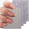8pcs 3D Bronzing Flower Leaf Nail Art Stickers Metallic Flower Nail Decals Floral Nail Stickers for Nail Art Supplies Rose Gold Silver Petal Leaves Flower Stickers for Girls Women Nail Decor Supplies