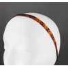 Fashion Accessories Now Brown chain link pattern jelly skinny narrow headband soft stretch hair grip teeth 3/8 inch wide circle link
