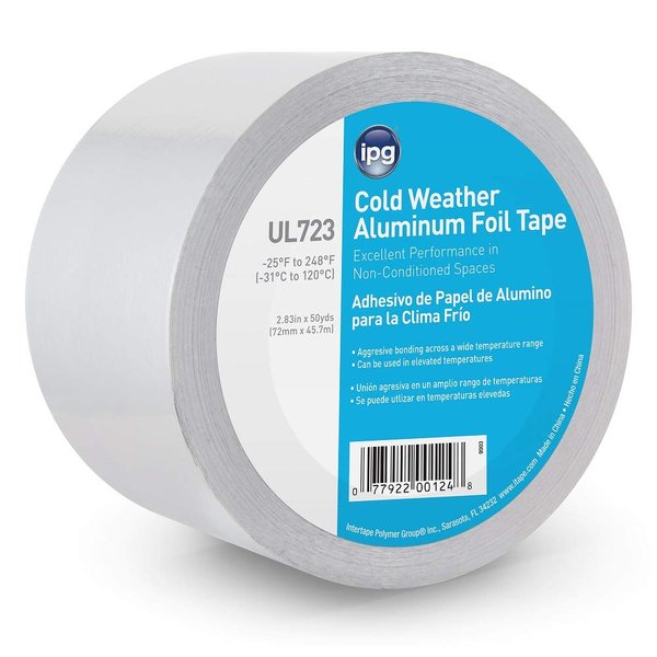 IPG Cold Weather Aluminum Foil Tape, 3" x 50 yd, Silver (Single Roll)