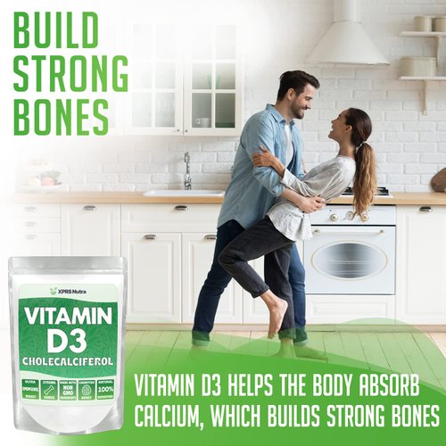 XPRS Nutra Vitamin D3 Powder (Cholecalciferol) - Unflavored VIT D Powder for Bones and Immunity - Vitamin D3 Powder for Muscle Function - Vitamin D Powder Supplements (4 Ounce)