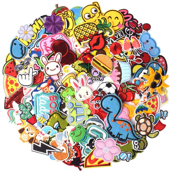 TACVEL 60PCS Random Assorted Styles Embroidered Patches, Sew on/Iron on Patches, Applique for Clothes Dress Pants Hats Jeans, Sewing Flowers Applique DIY Accessory