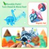 Dinosaur Toys Magnetic Tiles Blocks, 3D Movable Dinos Magnetic Building Blocks for Kids 3-5 5-7 STEM Educational Outdoor Sensory Toys Gifts for Boys and Girls