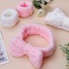 Huachi 6 Packs Makeup Headband for Women Spa Skincare Face Wash Headband and Wristband Set for Washing Face, Cute Fluffy Microfiber Bow Headbands Hair Accessories