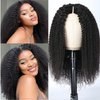 Tmbitto V Part Wigs Human Hair 180% Density Upgrade U Part Human Hair Wig V Part Curly Wig Human Hair Clips in Half Wigs NO Glue No Leave Out Afro Kinky Curly Wigs Human Hair Natural Color 20 Inch
