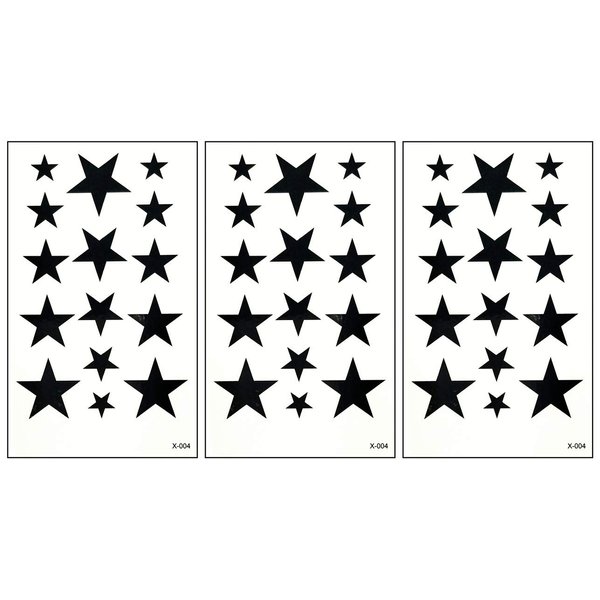 PARITA Small Tattoos Black Night Stars Temporary Tattoo Body Sticker Hand Neck Wrist Art Fashion Tattoo Fake Waterproof Cartoon Stickers for Adult Men Women Kids (Pack 3 PCS.) (06)