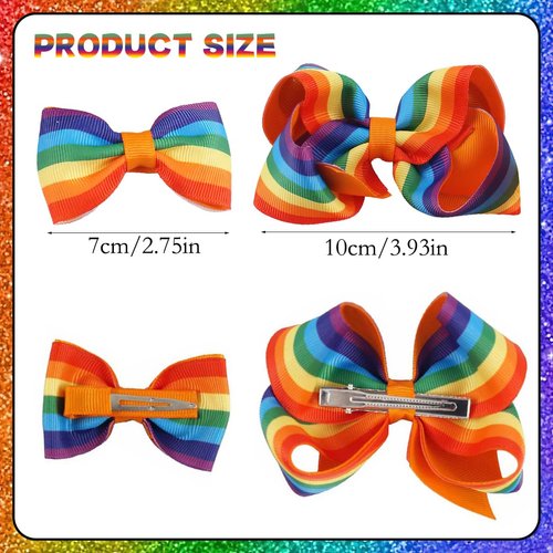 3Pcs Gay Pride Day Rainbow Hair Clips for Women Girls Grosgrain Ribbon Bow Hairpin Candy Color Bow Hair Barrettes Hair Accessories for LGBT Party Parades Celebrations Festival Decorations