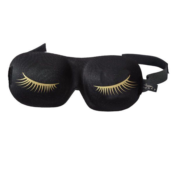 7.75" Gold Eyelashes Black Unisex Adjustable Sleep Mask