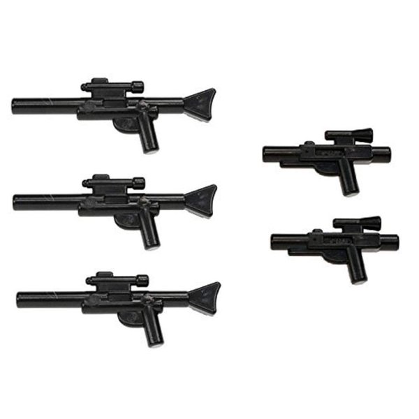 LEGO Star Wars Minifigure Blaster Guns Accessories 5 Pieces (3 Long Blasters, 2 Short Blasters)