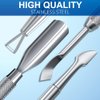 2PCS Metal Silver Cuticle Pusher and Cutter Remover Salon Quality Stainless Steel Acetone Gel Nail Polish Peeler Scraper Durable Professional Manicure Pedicure Cleaner Tool For Fingernail and Toenail