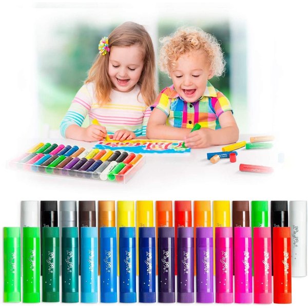 MayMoi Tempera Paint Sticks, Bright Colors Tempera Paint Sticks Quick Drying, Easy to Color and Washable Paint Crayons for Kids and Students (30 Colors)