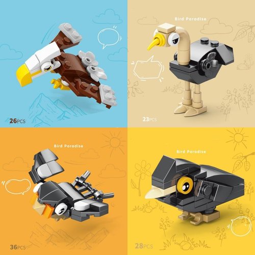 FunMax 10 Pack Cute Animal Birds Theme Building Blocks Set Toys (309pcs/set) Party Favors for Kids,Cartoon Bricks Figures for Christmas Halloween Classroom Prizes, Easter Gifts for Boys Girls Ages 6+