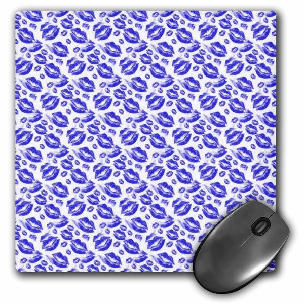 3dRose Two Kisses Collided Lip Bold Blue Lips Pattern - Mouse Pads (mp_357238_1)