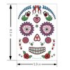 TailaiMei 12 Sheets Day of the Dead Face Skeleton Tattoos/Dia De Los Muertos, Halloween Sugar Skull Costume Makeup Temporary Tattoos for Costume Apparel Party