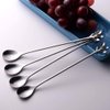 AnSaw Long Handle 7.4-Inch Leaf Teaspoons set, 6 Pcs Silver Stainless Steel Coffee stirring spoon