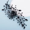 Teyglen Women Black Crystal Rhinestone Hair Comb Black Rhinestone Wedding Hair Comb Headband Luxurious Hair Accessories Shiny Black Rhinestone Bridal Side Hair Comb for Women Bride Girls