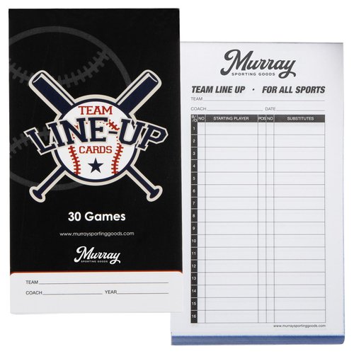 Murray Sporting Goods Baseball/Softball Lineup Cards - 30 Games with 16 Player Roster Lineup Sheet (4-Part Carbon Copies)