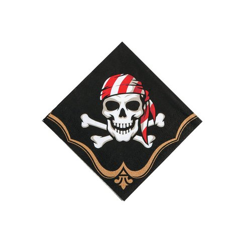 Fun Express - Pirate Beverage Napkins (16pc) for Birthday - Party Supplies - Print Tableware - Print Napkins - Birthday - 16 Pieces