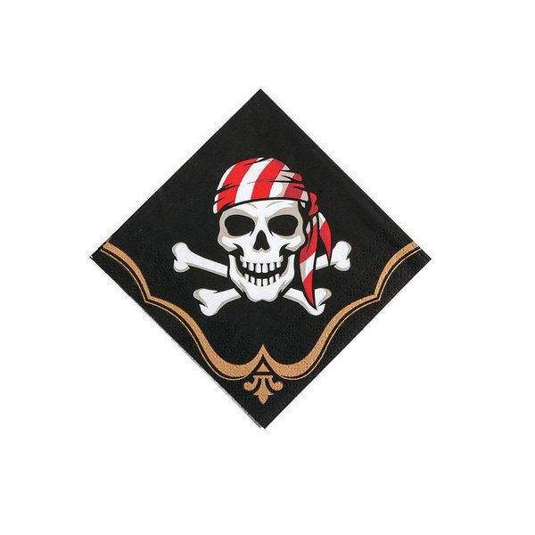 Fun Express - Pirate Beverage Napkins (16pc) for Birthday - Party Supplies - Print Tableware - Print Napkins - Birthday - 16 Pieces