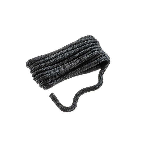 Seachoice Double-Braid Nylon Dock Line w/Eye Splice, Pre-Shrunk, Heat Stabilized, 3/8 in. X 10 Ft., Black