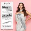 CUBACO Sweet 16 Sash and Birthday Crown for Girls,Sweet 16 Birthday tiara, 16th Birthday Decorations for Girls (Sliver)