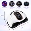 Lyrzzey UV LED Nail Lamp 168W UV Light for Nails with 4 Timer Settings and LCD Touch Display Screen Auto Sensor Quick Drying Nail Dryer with All Gel Types (White)