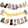 Cat Birthday Banner Decorations Kitten Birthday Party Decorations Supplies Gold Glitter Cat Happy Birthday Banner Decorations for Pet Kitten Theme Birthday Party Bunting Decorations Supplies