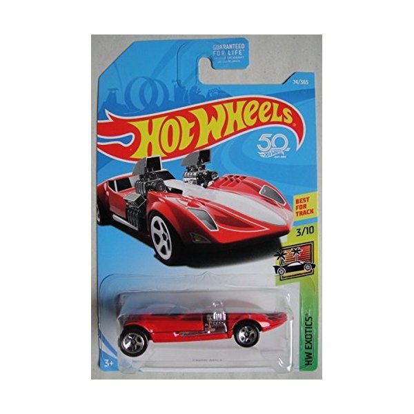 Hot Wheels Exotics 3/10, RED Twin Mill 74/365 50TH Anniversary Card