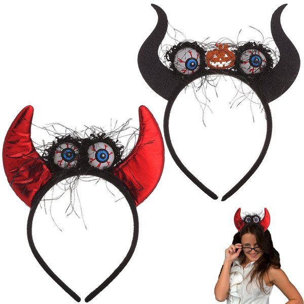 Junyovin 2 Pcs Halloween Headbands,Eyes Headband for Women Men,Hairband Accessories for Cosplay Outdoor Party,Costume,Trick or Treating,Gifts