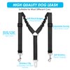 Slowton Double Dog Car Seatbelt, Dual Pet Vehicle Safety Seat Belt Adjustable Double Dog Coupler Lead Splitter Elastic Bungee Reflective Stripe Two Pets Car Trip Travel