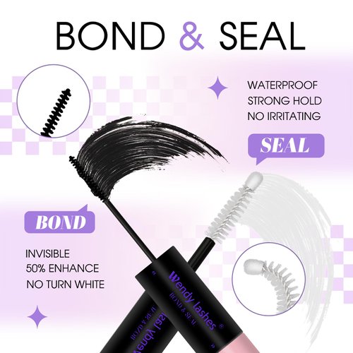 Wendy Lashes Lash Bond and Seal Cluster Lash Glue Waterproof Long Lasting Eyelash Glue for DIY Lash Extension Black Cluster Eyelash Extensions Glue for Beginner Use at Home-10ml