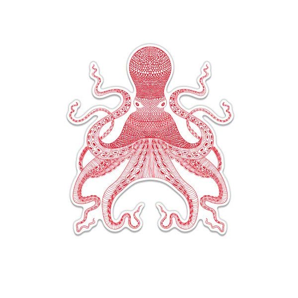 GT Graphics Express Octopus Red - 12" Vinyl Sticker Waterproof Decal
