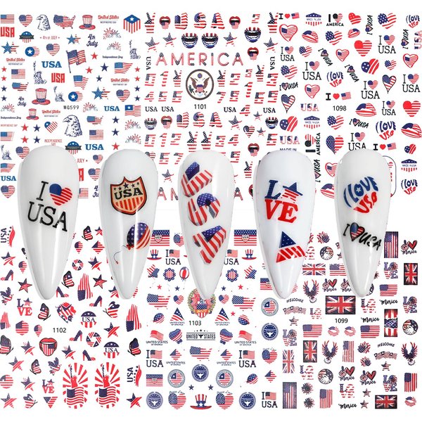 Patriotic Veterans Day Nail Art Stickers Decals, Nail Stickers for Nail Art Design Holiday Decoration Accessories for Women Girls Kids 3D Self-Adhesive