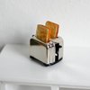 Dollhouse Miniature Silver Toaster with 2 Pieces of Toast, Dollhouse Kitchen Utensil Machine 1/12 Scale Bread Machine, for Dollhouse Kitchen Accessories