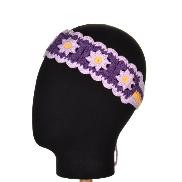 Merroyal Flower Crochet Headbands for Women Girls,Floral Print (Purple, Medium)