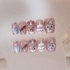 30Pcs Cartoons Puppies Dogs Press on Nails for DIY Manicure Glossy Cat Eye Acrylic Short Square False Nails Gel Glue on Nails Happy Birthday Fake Nails Stick on Nails for Women Girls Cute Dogs Design