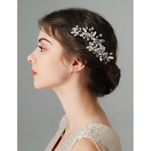Denifery 2PCS Bridal Hair Comb Rhinestone Wedding Hair Accessories for Brides Crystal Wedding Headpiece for Bride and Bridesmaids Rhinestone Hair Accessory for Women and Girls (Silver)