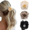 Fashey Hair Tie Flower Hair Scrunchies Rhinestone Ponytail Holder Elastic Hair Bands Hair Accessories for Women and Girls(Pack of 3)
