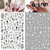 10 Sheets Black White Nail Art Stickers Snake Nail Decals Star Moon Star Rose Leaf Flame Nail Art Supplies Butterfly Acrylic Nail Supplies 3D Goth Snake Nail Design Stickers DIY Nail Decor
