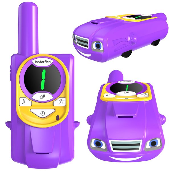Auto Kids Walkie Talkies,Toys for 3-12 Year Old Boys Girls,3 Channels 2 Way Radio Toy, 2 Miles Range for Outdoor, Camping, Hiking (Purple)