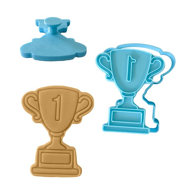 Trophy Cookie Cutter with Stamp – Moose Goods | Food-Grade Plastic | Easy to Use | Sports Award Cookie Mold for Baking & Decorating