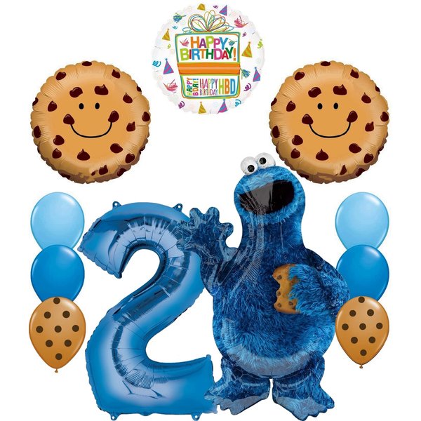 Anagram Cookie Monster 2nd Birthday Party Supplies 11 pc Balloon Bouquet Decorations