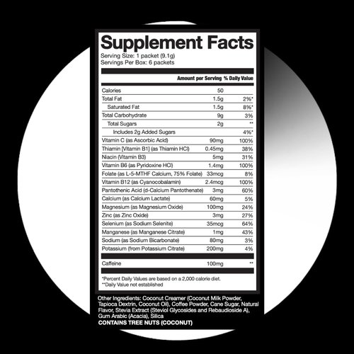 HALO Hydration – Electrolyte Energy Drink Mix | Hydration Powder Packets | Iced Mocha Latte Flavor, Healthy Skinny Coffee | Low Sugar | Easy Open Single Serving Stick | 6 Sticks