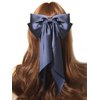 Women Big Bow Barrettes Girl's Satin Hairclips Long Ribbon Hair Pins for Party, Bow Hair Clips for Women, Navy Hair Bow, Hair Accessories for Girls, Bows for Girls, Bowknot Hairpin with Long Tail