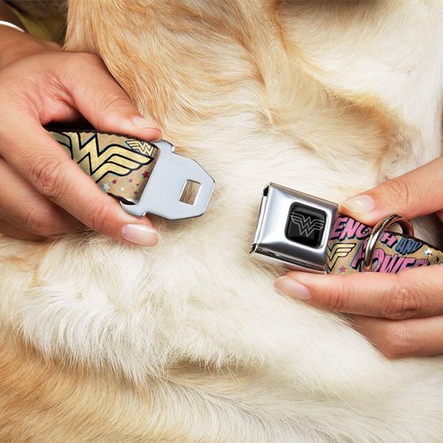 Buckle-Down Dog Collar Seatbelt Buckle Wonder Woman Strength Power 18 to 32 Inches 1.5 Inch Wide, Multicolor, DC-WWW006-WL