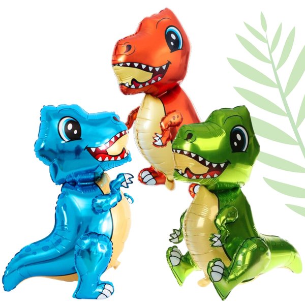 Pack of 3 Big Tyrannosaurus Foil Balloons – 3D Dinosaur Balloons for Birthday Party Dinosaur Foil Balloons Birthday Dinosaur Decorations Dinosaur Baby Shower Decorations (Blue, Green, Orange)