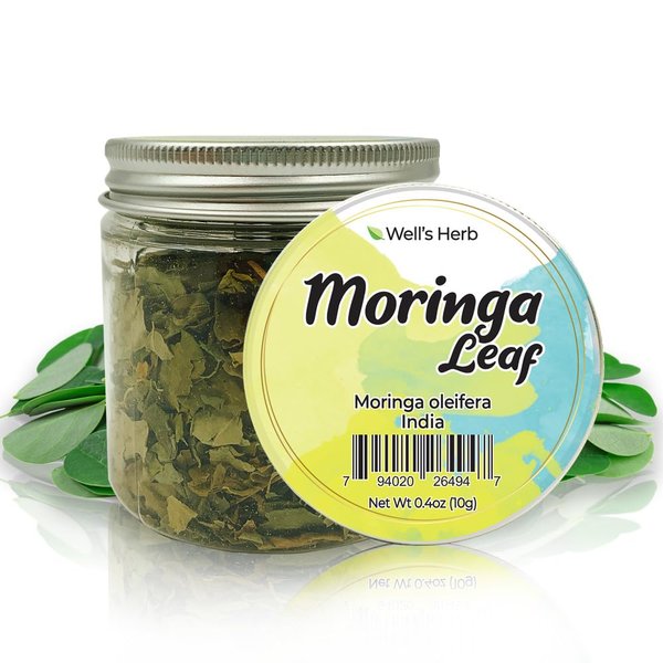 Well's Herb Dried Moringa Leaf | 0.4 oz. | 100% Natural | Perfect for Herbal-Infused Hair Oil | For Hair & Skin Oil DIY | Moringa Leaf Herb